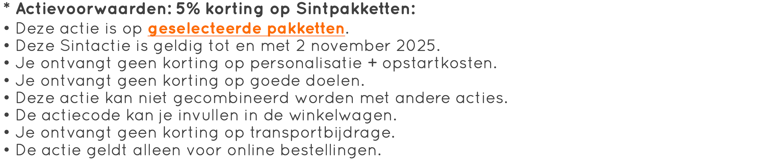 Actievoorwaarden 5% korting op Sintpakketten