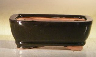 Black Ceramic Bonsai Pot - Rectangle  5.25" x 3.75" x 2.0" 