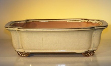 Beige Ceramic Bonsai Pot - Rectangle  12.0" x 9.5" x 3.375" 