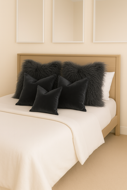 Mongolian Sheepskin Cushion 40x40cm Mercury