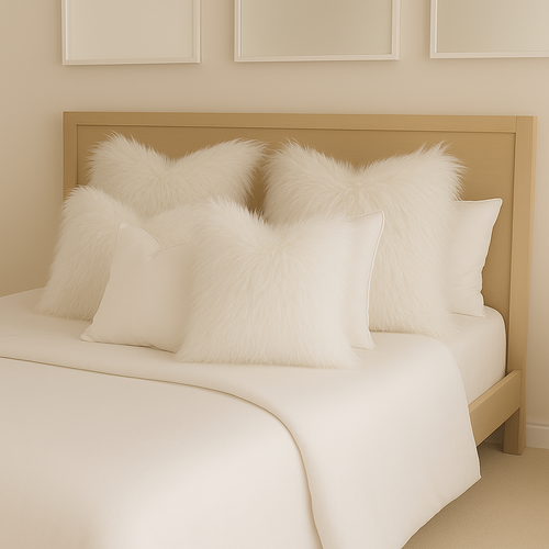 Mongolian Sheepskin Cushion 40x40cm Frost