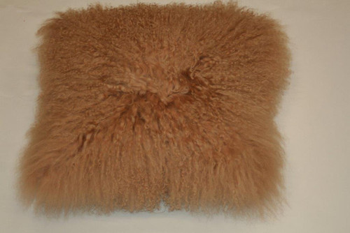 Mongolian  Sheepskin Cushion 40x40cm Toffee