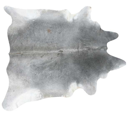 Light grey cowhide rug with soft neutral tones and natural texture