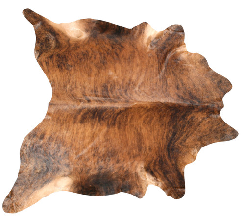 Dark brindle cowhide rug with rich tonal variation and natural pattern