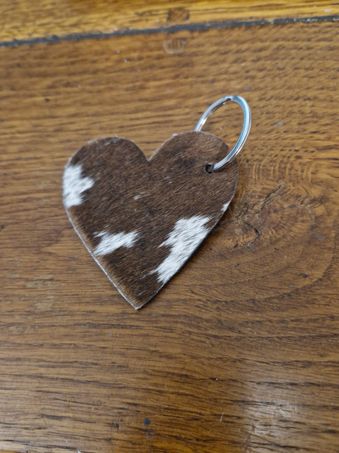 Brown White Heart Shaped real cowhide keyring Brown White Heart Shaped real cowhide keyring