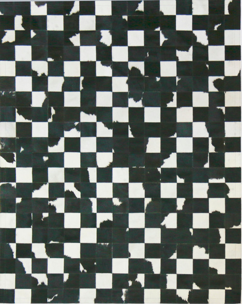 Black &  White  Cowhide  Patchwork  Rug 1.5m x  2m