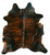 Dark brindle cowhide rug with rich tonal variation and natural pattern