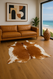 Brown &  White  Cowhide in Lounge  Setting