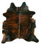 Dark brindle cowhide rug with rich tonal variation and natural pattern