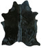 Black cowhide rug with deep natural tone and smooth finish
