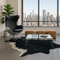 Black &  White  More  Black Cowhide  in  Modern  room  with  cityscape  outtlook