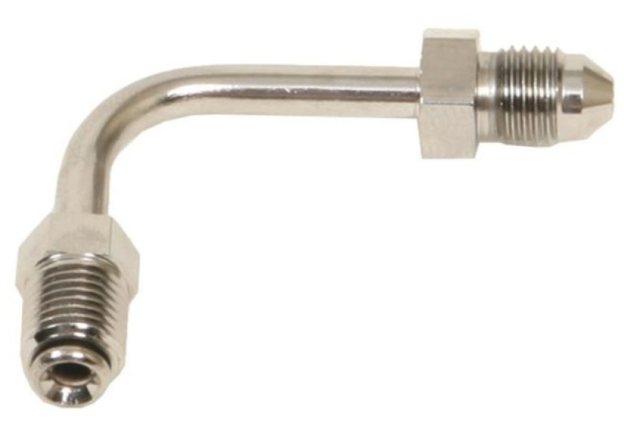 Russell Performance 3/8in-24 Inverted Flare to Male -3AN Steel Chrome 90  Degree Brake Line Fitting - R4282C