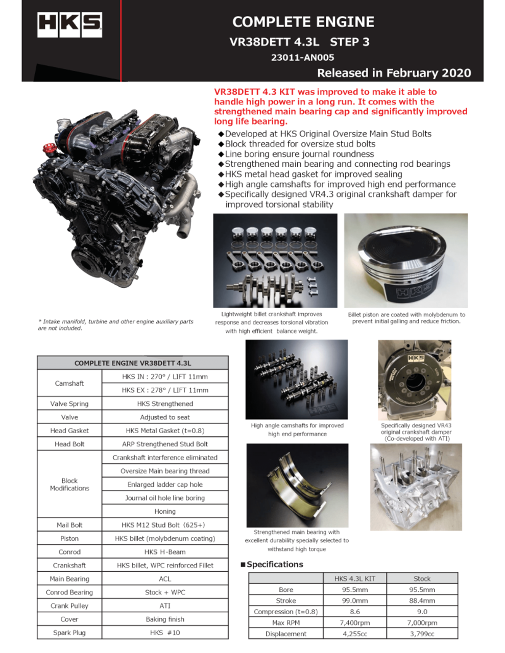 Buy HKS Nissan R35 GT-R / GT-R Nismo VR38 4.3L SHORT ENGINE 