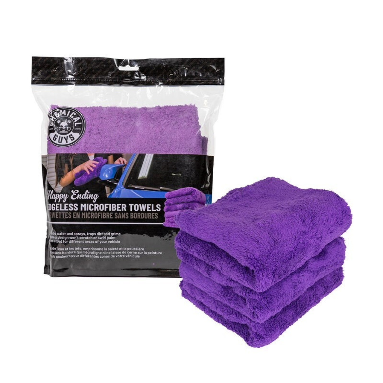 Chemical Guys Monster Edgeless Microfiber Towel - 16in x 16in - Black - 3  Pack - Case of 16 - MIC_805_3