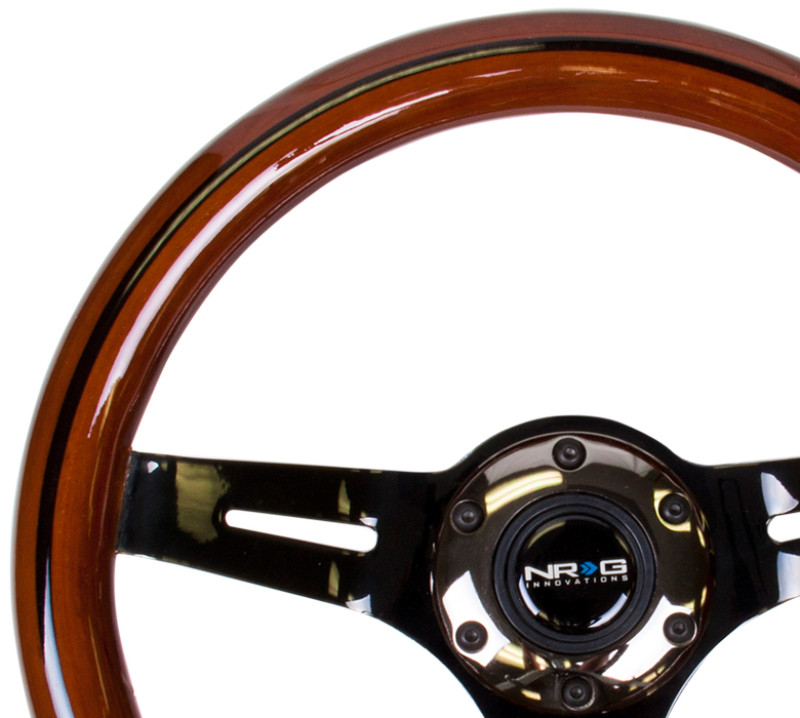 NRG Innovations ST-015BK-BL Classic Wood Grain Wheel (350mm 3 black spokes, blue pearl/flake paint)並行輸入 NRG 350mm Steering Wheels \u2013 Black Spokes - Glow Finish (ST-015BK
