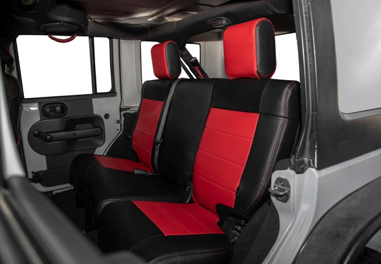 PRP Seats - PRPB021-05 | PRP 11-12 Jeep Wrangler JKU Rear Seat Cover/4 door  - Black/Red - B021-05 | Armageddon Turbo & Performance