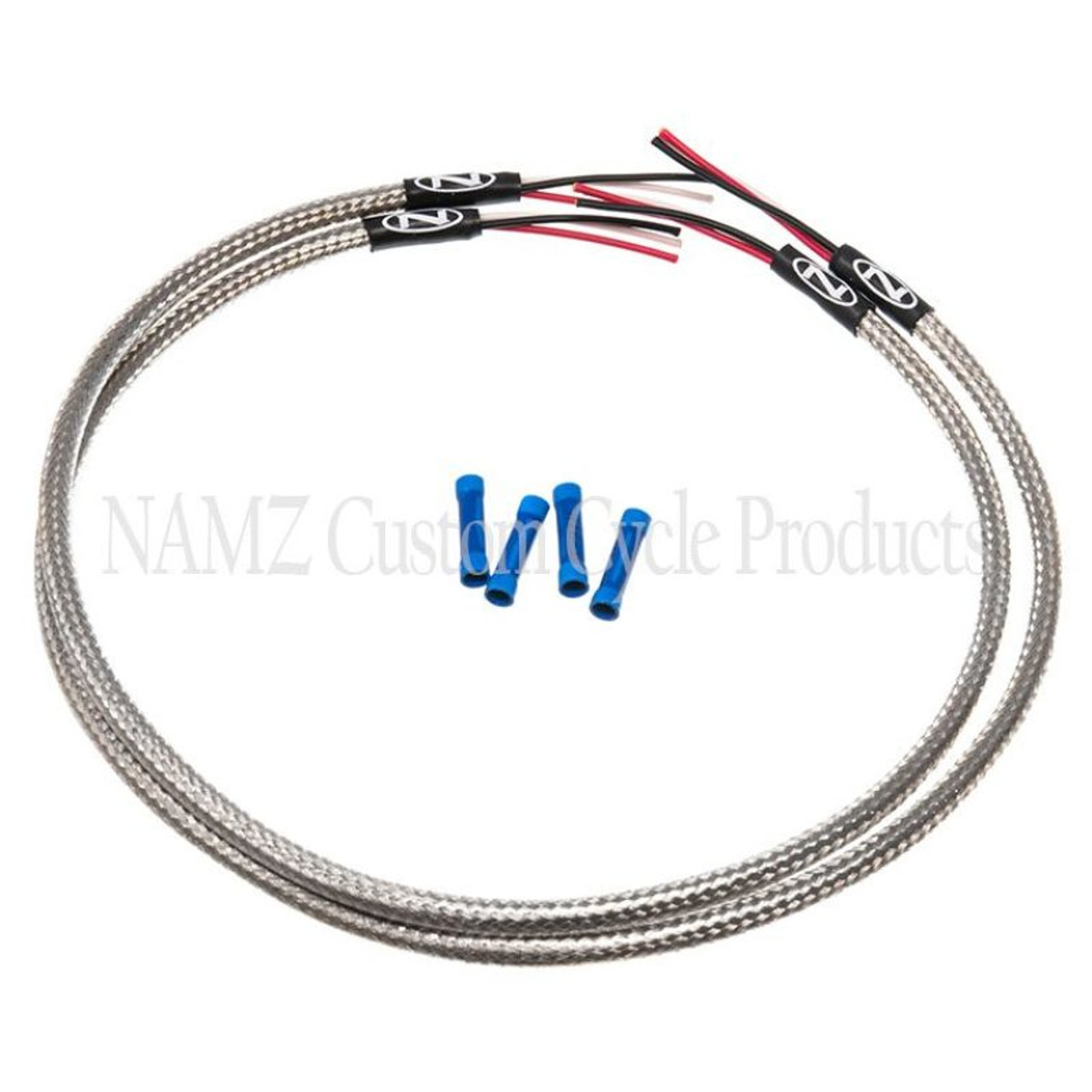 NAMZ Turn Signal Harness 24in. (SS Braided & Clear Coated - For Triple Tree  Mounted Signals) - NTSH-2402