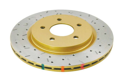 DBA 05-13 Ford Mustang GT/V6 Rear Drilled & Slotted 4000 Series Rotor w/ Gold Hat - DBA42114XS Photo - Primary