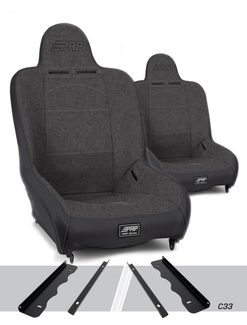PRP Premier High Back Suspension Seats Kit for 95-01 Jeep Cherokee XJ (Pair) - Gray - A100110-C33-54 Photo - Primary