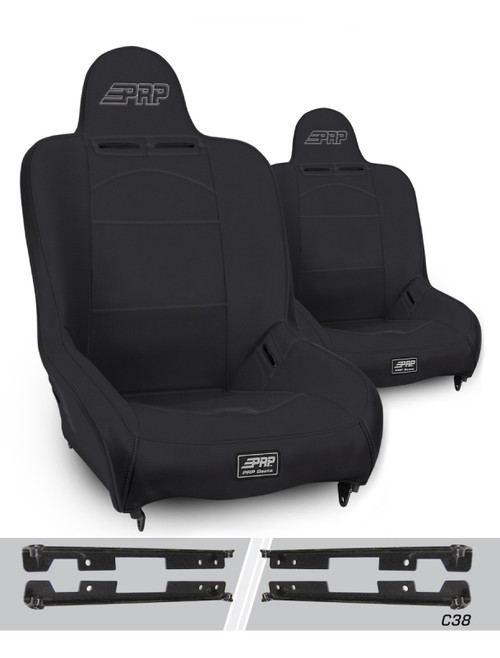 PRP Premier High Back Suspension Seats Kit for Jeep Wrangler JK/JKU (Pair) - Black - A100110-C38-50 Photo - Primary