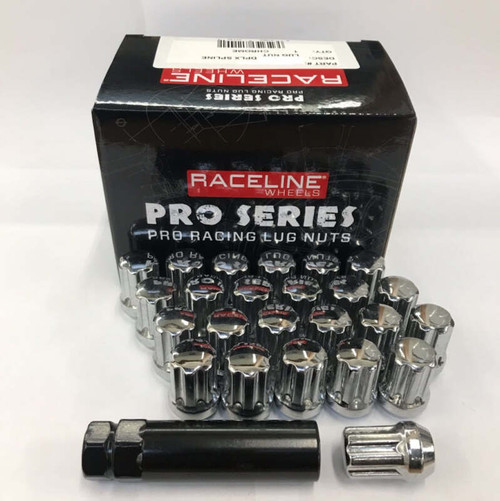 Raceline 9/16in Spline Chrome Lug Nuts (24 pack) - L73810DA6NV Photo - Primary