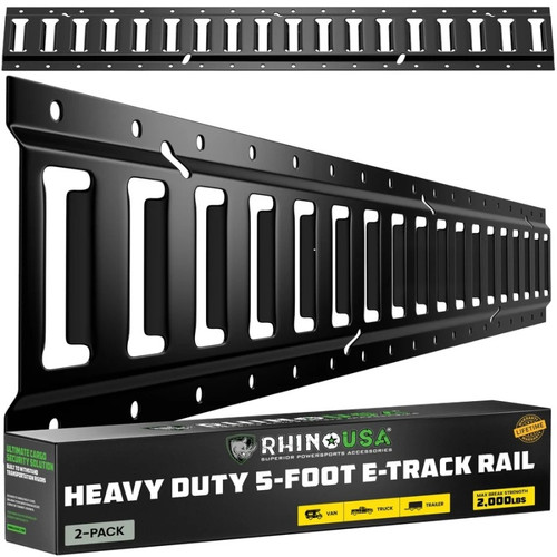 Rhino USA 5Ft E-Track Tie-Down Rails, Black (2 Pack) - TD-ETRAIL5-2PK-BLK User 1