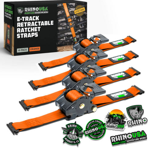 Rhino USA Retractable Ratchet Straps (2Pk 1Inx10Ft) Orange - TD-RSRE1X10-2ORG User 1