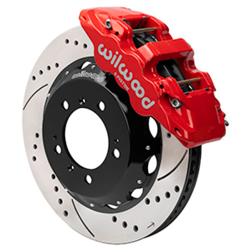 Wilwood 99-12 Porsche 911 (996/997) Aero6 Front Brake Kit Drill/Slot 14.00in Rotor W/Lines - Red - 140-17100-DR Photo - Primary
