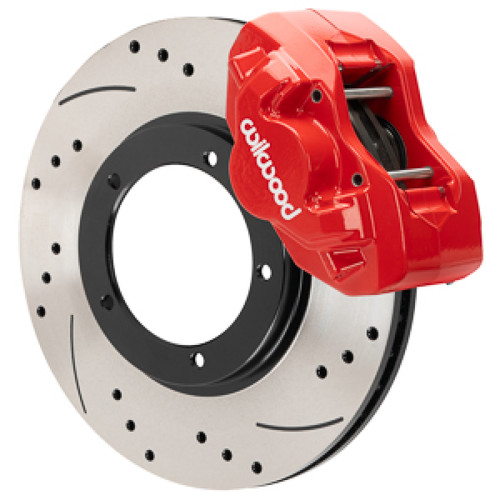Wilwood 84-89 Porsche 911 D45 11.10in. Front Brake Kit w/ Flex Lines - Drilled Rotors (Red) - 140-17654-DR Photo - Primary