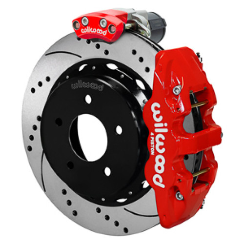 Wilwood 88-98 GM C1500 Aero4 Rear Elec. Parking Brake Kit 14in SRP Rotor 3.25in Offset - Red - 140-18046-DR Photo - Primary
