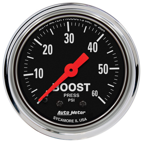 AutoMeter Gauge Boost 2-1/16in. 60 PSI Mechanical Traditional Chrome - 2405 Photo - Primary