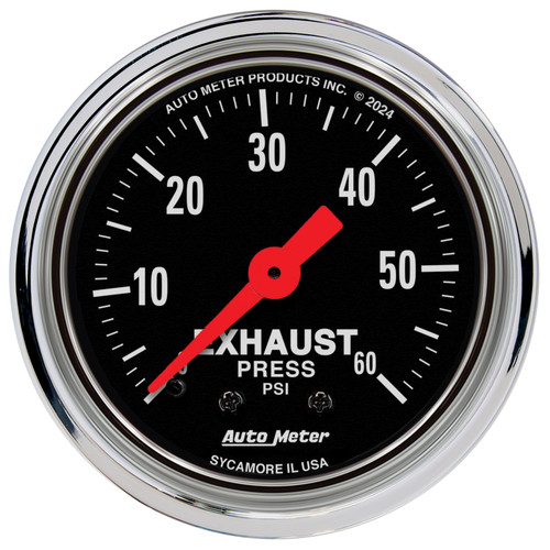 AutoMeter Gauge Exhaust Pressure 2-1/16in. 60 PSI Mechanical Traditional Chrome - 2415 Photo - Primary