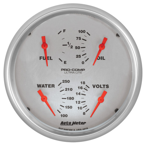 Autometer Ultra-Lite Quad Gauge 5in. 0 Ohm (E) - 90 Ohm (F) Electric - 4419 Photo - Primary