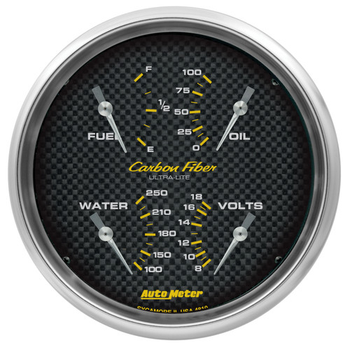 Autometer Carbon Fiber Quad Gauge 5in. 240Ohm (E) - 33Ohm (F) Electric - 4810 Photo - Primary
