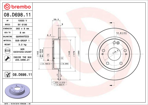 Brembo OE 16-24 Honda Civic/19-22 Insight UV Coated Brake Disc - Rear - 08.D698.11 User 1