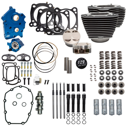 S&S Cycle 2017+ M8 129in Power Pk w/ Blk Pushrod Tubes & Cam Chain Tensioners - Blk w/ HL Incl. VVT - 310-1225D Photo - Primary
