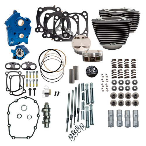 S&S Cycle 2017 M8 132in Power Pk w/ Chrm Pushrod Tubes & Cam Chain Tensioners - Blk w/ HL Incl. VVT - 310-1231D Photo - Primary
