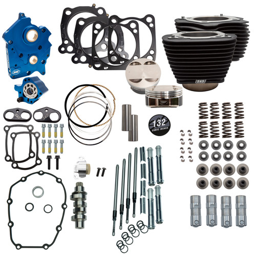 S&S Cycle 2017+ M8 132in Power Pk w/ Chrm Pushrod Tubes & Cam Chain Tensioners Blk w/o HL Incl. VVT - 310-1233D Photo - Primary