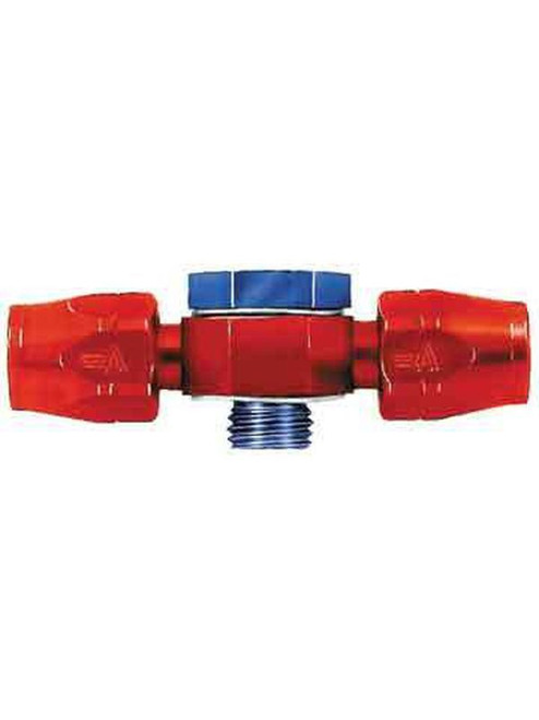 AEROQUIP FCM1068 Dual Feed Banjo Fitting - Straight Hose End with 6 AN to 12mm x 1.50 Banjo - Aluminum, Blue/Red Anodized