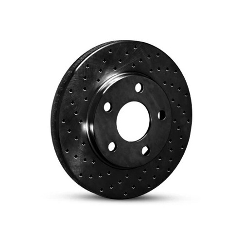 R1 94-02 Land Rover Range Rover Front Left Drilled Black Brake Rotor - 623-11003L Photo - Primary