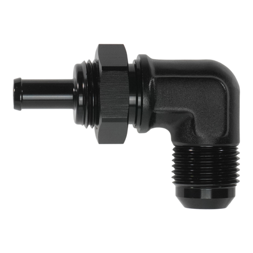 DeatschWerks 10AN Male Flare Bulkhead to 3/8in Hose Barb 90-Degree - 6-02-0796-B Photo - Primary