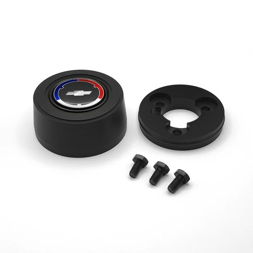 Grant Billet Horn Button Chevrolet Hi-Rise with Blue, Red, and White Bowtie Logo for 3-Bolt Steering Wheels