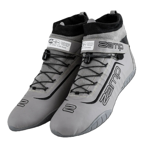ZAMP ZR-70 Mid-Top Driving Shoe Size 10 - Gray Leather and Fire Retardant Interior