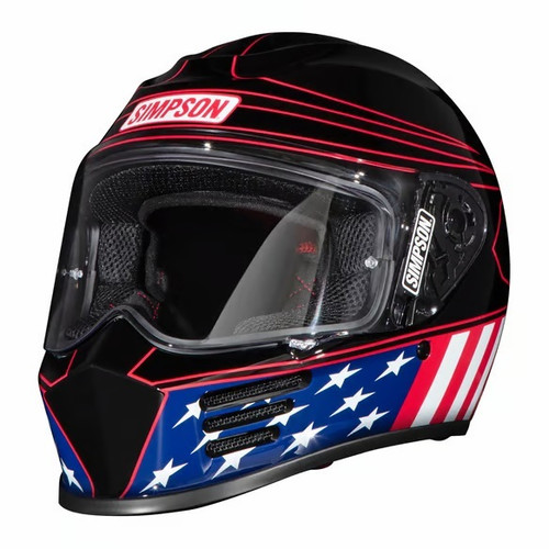 SIMPSON SAFETY Speed Bandit Full Face Helmet with Americana Classic Graphics - Black, X-Large