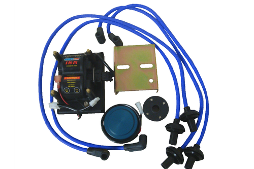 Compu-Fire Stock Replacement Ignition #11100-B - Compu-Fire Ignition System, Distributorless, DIS-IX W/Blue Plug Wires, Bosch 009 Distributor