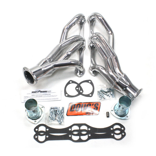 Dougs Headers & Manifolds #D304 - Doug's Mid Length Header 64-92 GM F, G, & A Body 265-400 SBC 1 5/8" Primary 2 1/2" Collector Silver Ceramic Coa