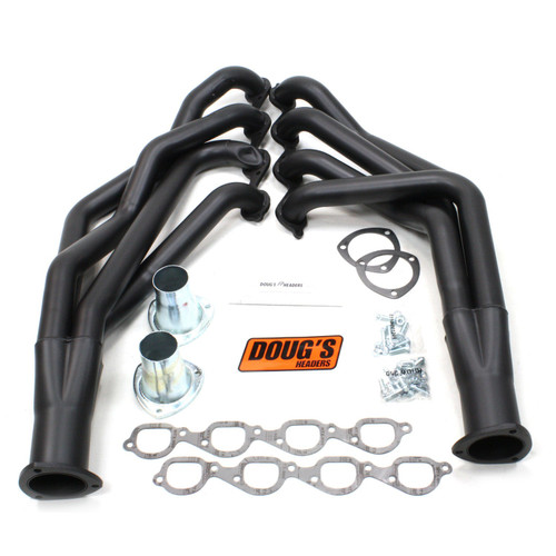 Dougs Headers & Manifolds #D359-B - Doug's Long Tube Header 55-57 Chevy 572 BBC 10.2" Tall Deck 2 1/8" Primary 3 1/2" Collector Black Hi Temp Coa