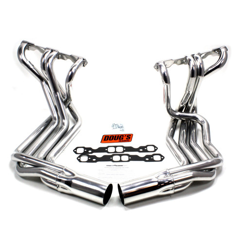 Dougs Headers & Manifolds #D380 - Doug's Sidemount Header 63-82 Corvette 265-400 SBC 1 7/8" Primary 4" Collector Silver Ceramic Coated D380