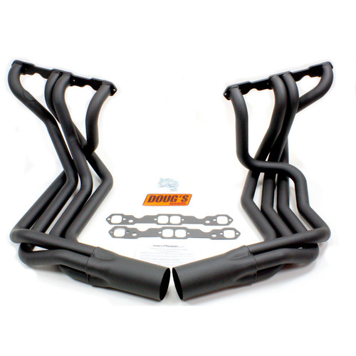 Dougs Headers & Manifolds #D380-B - Doug's Sidemount Header 63-82 Corvette 265-400 SBC 1 7/8" Primary 4" Collector Black Hi Temp Coated D380-B