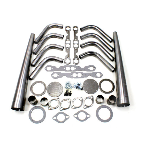 Patriot Headers & Manifolds #H8002 - Patriot Lakester Weld Up kit Header 08-48 Street Rod 265-400 SBC 1 5/8" Primary 4" Cone Raw Steel H8002